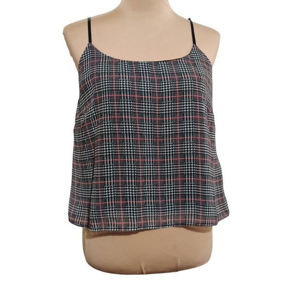 Charlotte Russe Tops - Charlotte Russe Womens Juniors Top Cami Black Red White Houndstooth Plaid Size L